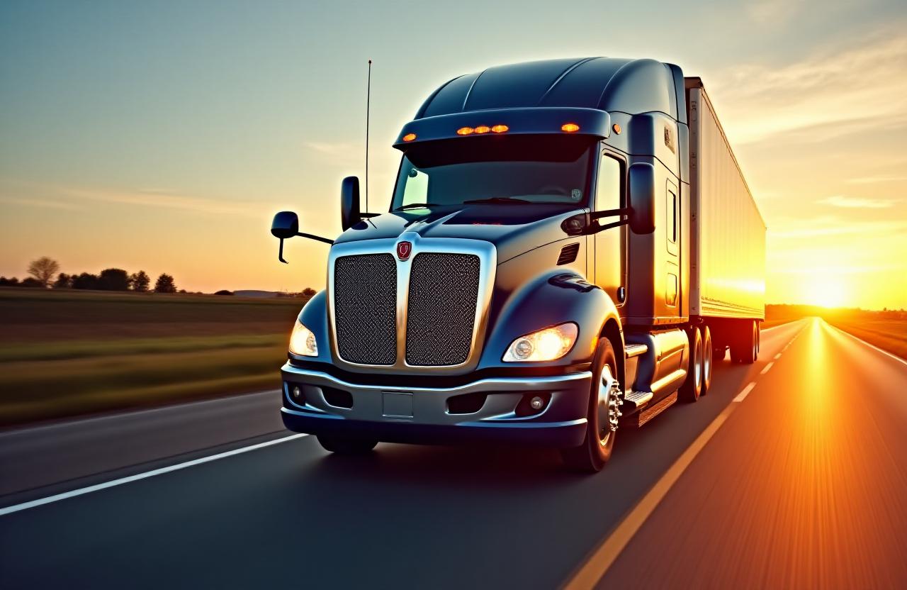 Modern logistics fleet in transit